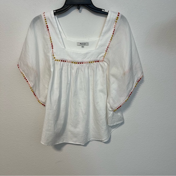 Madewell Boho Flutter Sleeve Top Blouse Sz Med - Picture 1 of 10